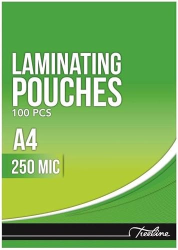 Treeline A4 Laminating Pouches 216x303mm 250 Micron Clear 100 Pack