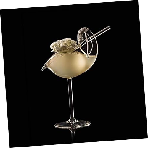 Miniatura 3 de Hemoton Copas de cóctel en forma de cisne de 6.0 fl oz con pajita de vidrio, copas de vino creativas, copas para beber jugo Martini, whisky,