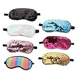 Ipetboom 7pcs Sequin Eye Mask Set Reversible Sleep Mask for Travel Light Blocking Blindfold for Napping and Relaxation