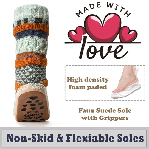 Image of Cozylook Fuzzy Slipper Socks for Women, Non-Slip Winter Cabin Socks with Soft Soles