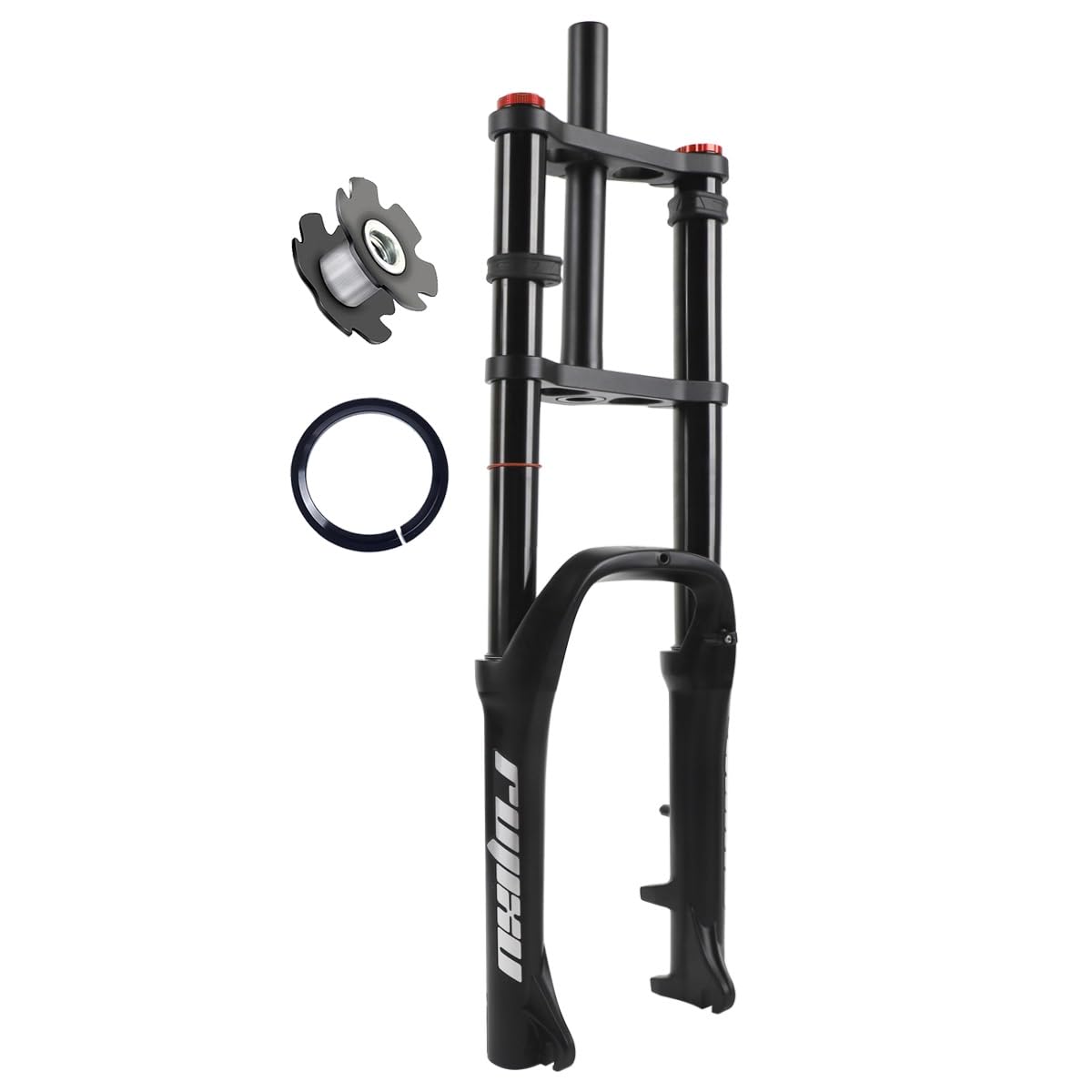 20 Pouces Fourche pour Gros Fourche De Vélo À Suspension Pneumatique pour Pneus 4.0 Fat, Déplacement 110mm Rebond Réglable Double Épaulement 1-1/8" Frein À Disque QR 9x135mm