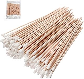 200 PCS Count 6 Inch Extra Long Cotton Swabs with Wooden Handles - Long Stem Cotton Swabs Tipped Applicator Tool for Makeup, Eye Ear Eyeshadow Removal, Jewelry Cleaning, Personal & Pets Care