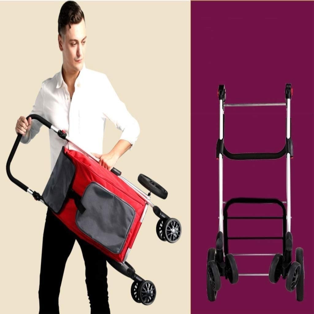 RUVOO Einkaufswagen Treppensteiger Trolley Zusammenklappbarer Einkaufswagen Mit Vier Rädern, Zusammenklappbarer Einkaufswagen, Leichter Einkaufswagen Einkaufstrolley Klappbar