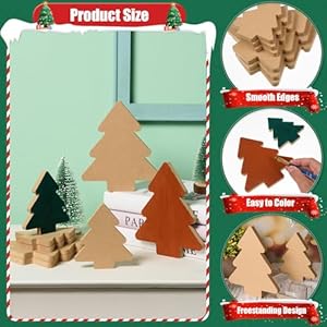 MoDooris 12 Pcs Wooden Christmas Tree Cutouts - 2 Sizes, Unfinished, Freestanding Blocks for Home Decor MoDooris 12 Pcs Wooden Christmas Tree Cutouts 2 Sizes Unfinished Freestanding Blocks for Home Decor
