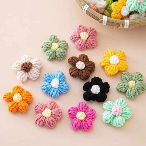 Image of VRB Dec 100pcs Sunflower Artificial Flowers for Decoration,Artificial Flower,Flower for Hair Styling, for Pooja, for Home Decor,Diwali. (100 Pcs Crochet Daisy Flower Mix Color)