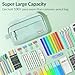 Sooez Original High Capacity Pencil Case, Big Pencil Bag Pouch Box Organizer Pen Case, Aesthetic Supply for Girls Adults, Portable Journaling Supplies with Easy Grip Handle & Loop, Mint Green