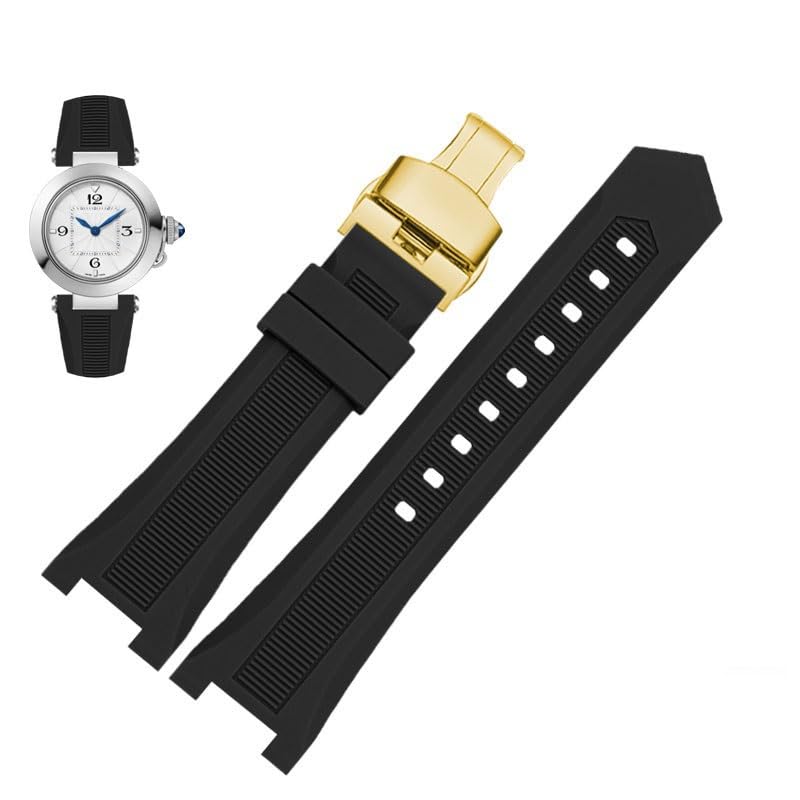Cinturino in silicone con tacche per orologio da polso GC PASHA nero e bianco