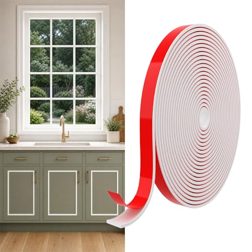 TAITONGGO 10M Zierleisten Selbstklebend Weiß, 3mm x 15mm Fenstersprossen Selbstklebend, Flexible TPE Fensterleiste zum Zuschneiden für Wand, Fenster, Spiegelrahmen, Küche