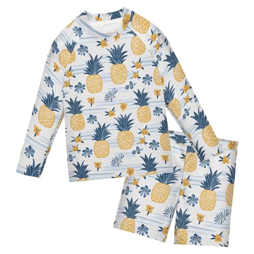 Pineapple Flowers Fruit Toddler and Baby Boys' 2-Piece Swimsuit Trunk, Long Sleeve Rashguard Bathing Suit B0403654
