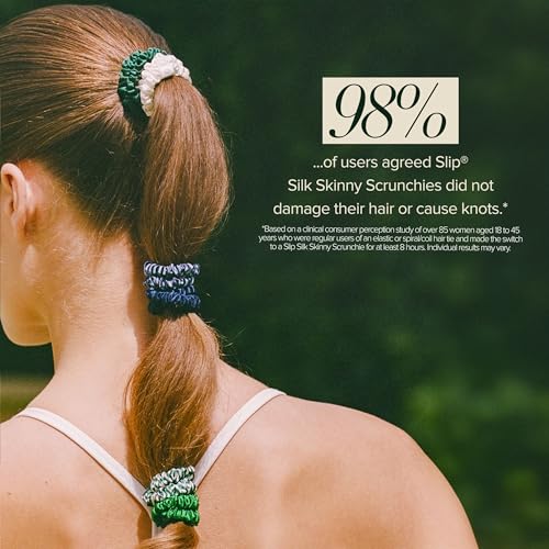 Image of slip Skinny Scrunchies: Anti-Crease, Anti-Breakage Slipsilk Design Protects Delicate Hair | Includes 6 Pure Silk Scrunchies & Complementary Pouch, Hair on Point