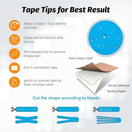 Kinesiology Tape Precut(4 Rolls,5cmx20M), Hypoallergenic Waterproof K Tape 80 Precut Strips in Total,Physio Elastic Athletic Tape for Joint Support & Pain Relief, Adhesive Sport Tape for Muscles,Elbow,Knee & Shoulder, Sports(4color) - 5