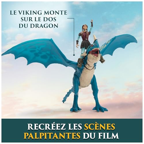Dreamworks Dragons - Figurine Dragon Tempête + Viking Astrid - Figurine Articulée Tempête 25 Cm Et Sa Dresseuse 10 Cm - Cadeau Enfant - Jouet Enfant 4 Ans Et + Inspiré Du Film How To Train Your Dragon
