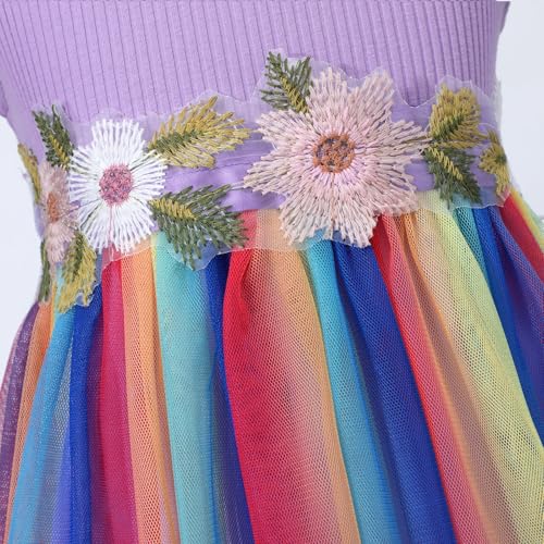 Image of HILEELANG Little Flower Girl Tulle Tutu Dress Easter Cotton Ribbed Birthday Wedding Party Princess Dresses