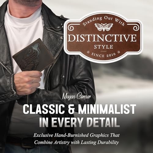 Image of Genuine leather handcrafted wallet, bifold Style, Death-head hawk moth