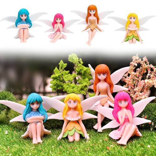 Elfen Figuren 4 Stück - Mini Feen Garten Deko, Miniatur Feengarten...