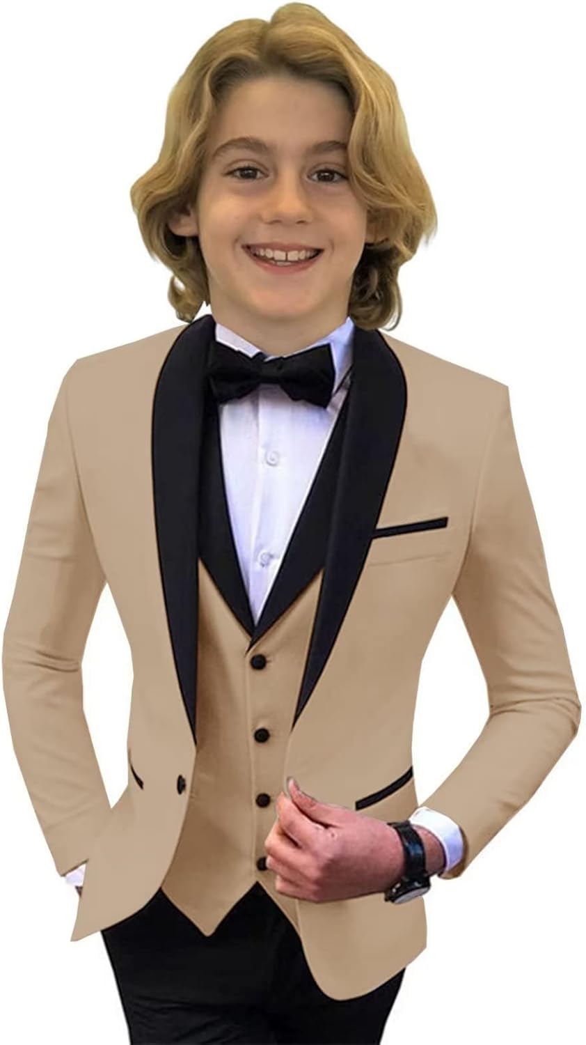 Suit for Boys Jacket Vest Bow Tie Pants 4 Piece Set Wedding Dress Tuxedo Kids 2-16 Years Tailored Blazer