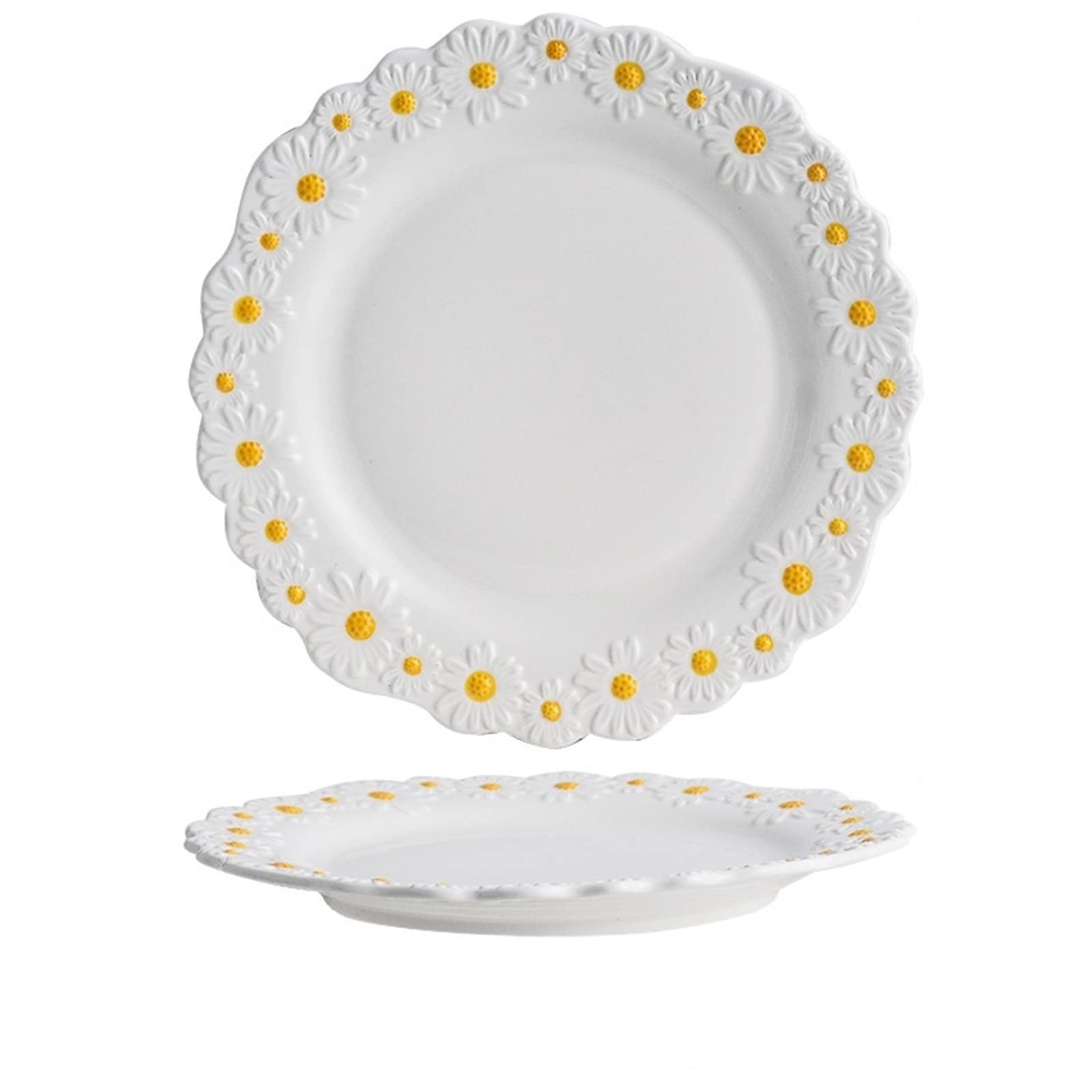 Talerze Obiadowe, Ceramiczne Talerze Deserowe W Kształcie Stokrotek, Salaterki, Naczynia Stołowe, Dania Obiadowe, Steki, Taca Na Przekąski, Biała Porcelana, Na