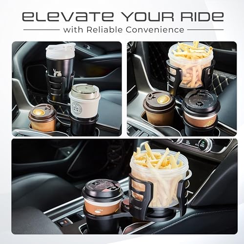 Image of Robustt Dual Car Cup Holder Expander with Adjustable Base, 360 Degree Rotatable Base, Upgraded Expandable Cup Holder Expander for Car, 2 in 1 Multifunctional Automotive Cup Holder Extender (Pack of 2)
