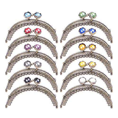 Bagparts Metal Frame Purse Coin Bag Kiss Clasp Lock DIY Craft Assorted Lotus Bead 10PCS 8.8X6CM