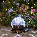 MUMTOP Solar Lantern Fairy Light, Crackle Glass Solar Lights Outdoor LED Waterproof Tabletop Lamp for Table, Yard, Garden, Patio, Lawn Decor
