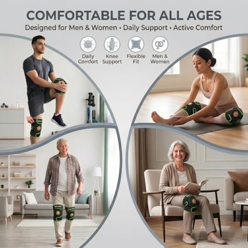 Image of Amazon Brand - Solimo Open Patella Support for Arthritis, Ligament Strain, Joint Comfort & Everyday Stability | Adjustable Compression Knee Wear for Men & Women Universal