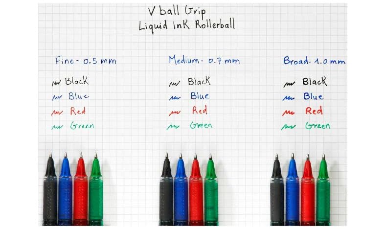 Image of MADHAVI STATIONERS pilot V Ball Grip Roller ball pen - 1.0mm Bold Tip - Pack of 2 pens - (BLN-VBG10) (Blue ink)