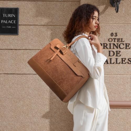 Image of LOVEVOOK Laptop Tote Bag for Women,Leather Work Bag, Waterproof Business Teacher Bag,Large Computer Handbag Purse Briefcase,Office Gifts for Women