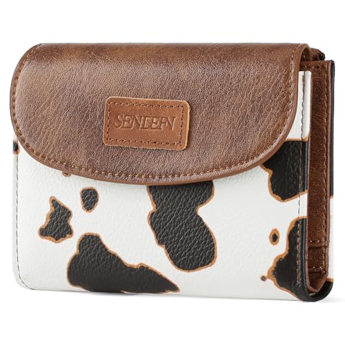 Image of SENDEFN Small Womens Wallet RFID Blocking Double Zipper Pocket Card Holder Purse