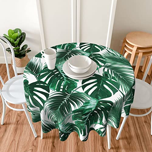Pinepal Palm Leaves Round Tablecloth, Palm Leaf Table Cloth, Farmhouse Table Cover For Dinner Kitchen Party Holiday Decor, 60 Inch #TOP6