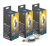 Triangle Bulbs T90101-3 (3 pack) - 6-Watt LED Chandelier Bulb, 60-Watt replacement, 580 Lumens, E12 Candelabra Base, 2700K Warm White, UL Listed, 3 pack