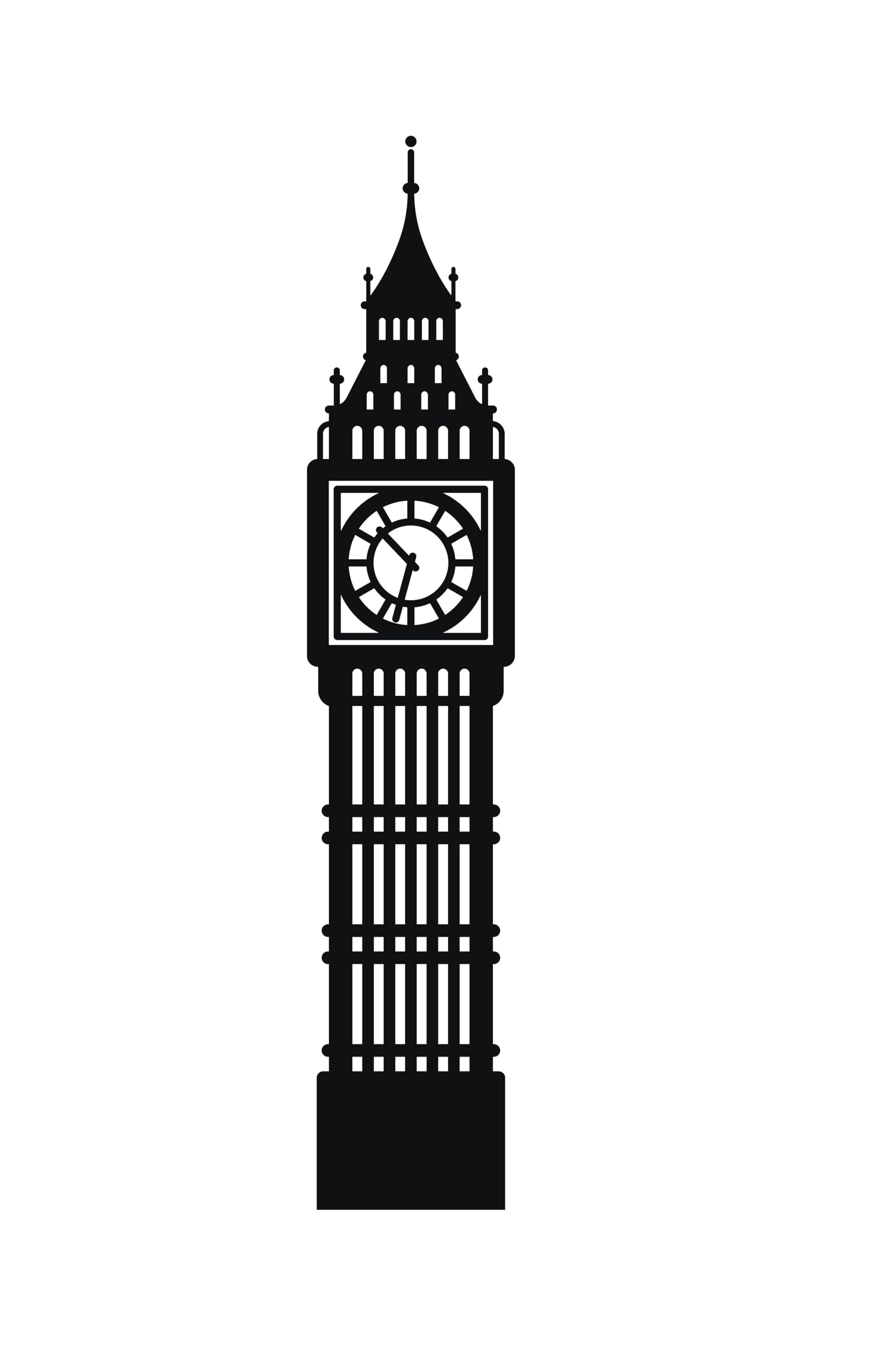 Big Ben Clock Wall Decal | London England Tower Vinyl Decor | Sticker Decoration for Office, Home | Small, Large Sizes
