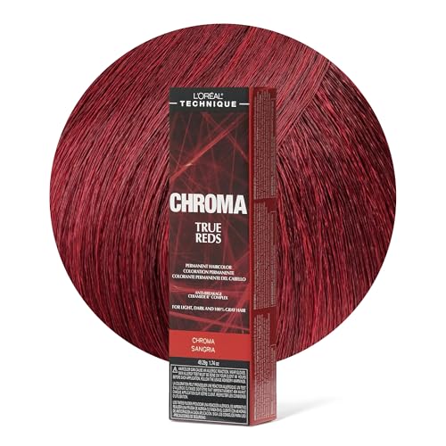 L'OREAL TECHNIQUE Chroma True Reds Permanent Hair Color - Red Dye For Long-Lasting Color, For Light, Dark and Gray Hair, Sangria