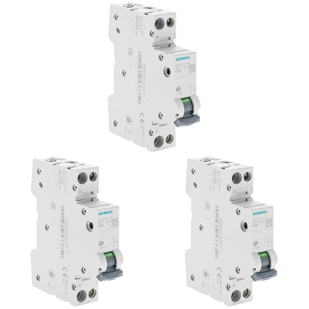 Disjoncteur 16A Ph+N courbe C 4.5kA 230V en lot de 3 pour tableau