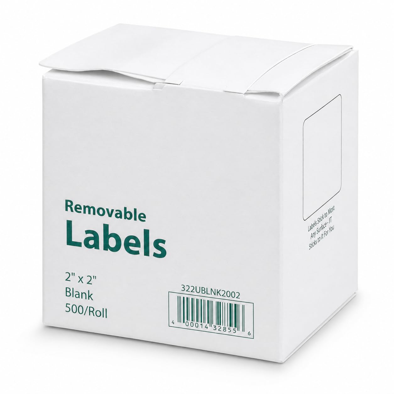 Removable Blank Labels by Glownary – 2 X 2 Inches, Paper, White, Model 322ublnk2002