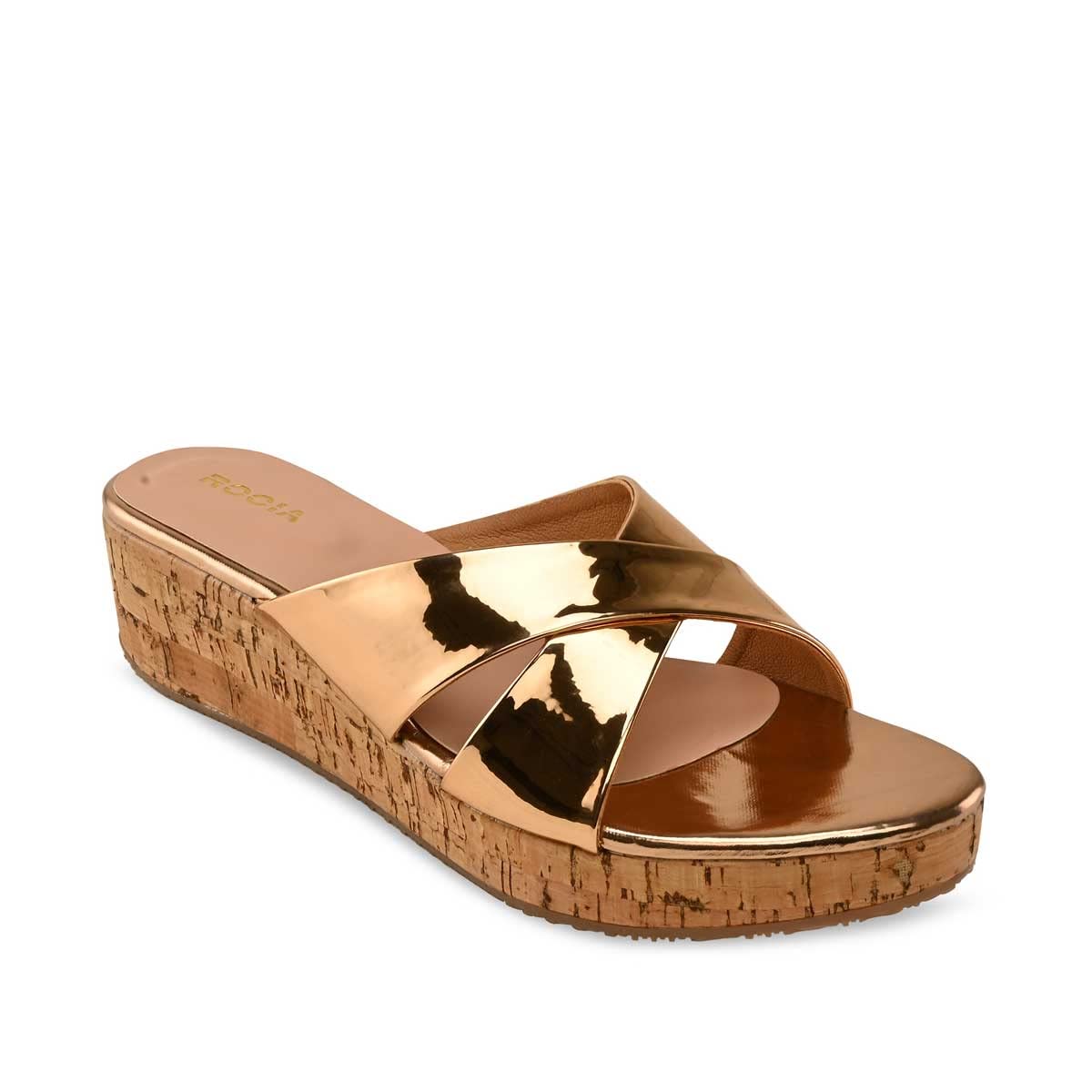 Rocia Champagne Women Criss Cross Shimmery Wedges (B0B3HWD4XB) Amazon Price History, Amazon Price Tracker