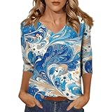 3/4 Length Sleeve Womens Tops Christmas Tees Blouses Plus Size Shirts for Curvy Women 2025 Fall Fashion Casual T-Shirts