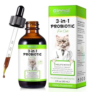 Probiotics for Cats with Prebiotic and Enzymes, Cat Probiotics Supplement Help Digestive Support Gut Health, Cat Diarrhea, Constipation Relief for All Breed Size Age, Bacon Flavor – 60ml