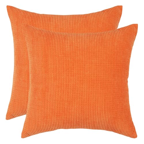Betadistor Orange Cushion Covers 18x18Inch 2-Pack: Soft Decorative Throw Pillow Covers 45x45 cm Cushion Case Square for Couch Sofa Living Room 527-0611