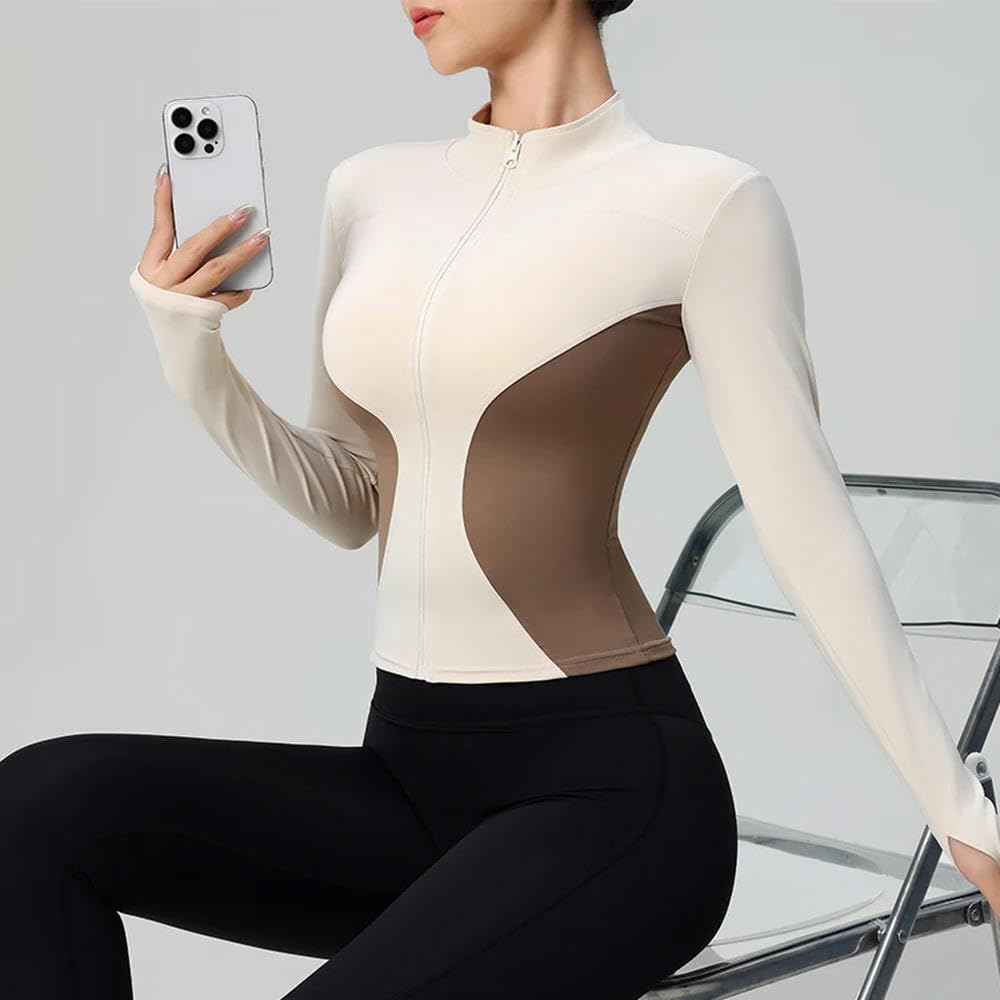 Veste de fitness femme avec fermeture éclair latérale et passe-pouce