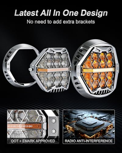 Image of LX-LIGHT Silver 1200% Bright 180W 7 Inch LED Headlight with 4.5 Inch LED Fog lights Compatible with Road King Road Glide Street Glide Electra Glide Ultra Limited Trike Heritage Softail Fat Boy