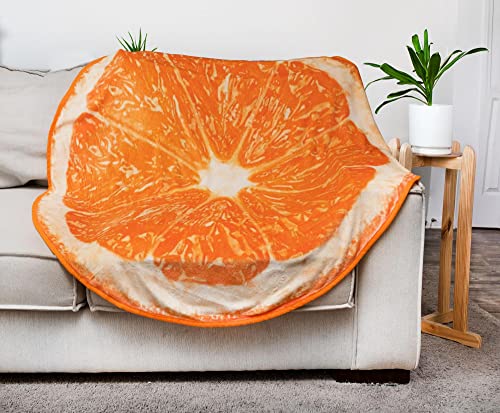 Orange Slice Round Fleece Throw Blanket | Plush Soft Polyester Cover For Sofa And Bed, Cozy Home Decor Room Essentials And Collectibles | 60 Inches #TOP3