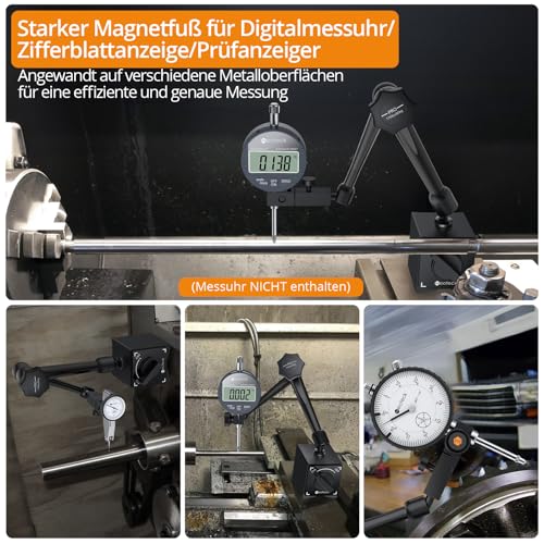Neoteck Magnetstativ Messstativ für Messuhr mit Zentralklemmung Magnetische Messuhr Basis aus Stahl Ständer Halter Messstativ (80kg max. Zugkraft)