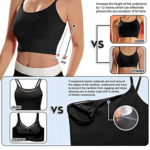 ECOPARTY Sports Bras for Women Quick Dry Padded Workout Crop Cute Tank Tops Camisole Yoga Fitness Running Gym Black - Thumbnail 3