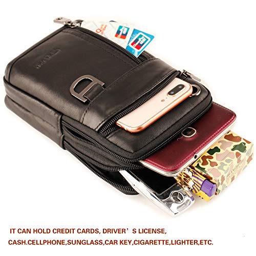 Yuan Fan Mens Leather Cell Phone Holster, Vertical Belt Clip Cellphone Pouch,Purse Waist Bag Compatible With Iphone Google thumb #3