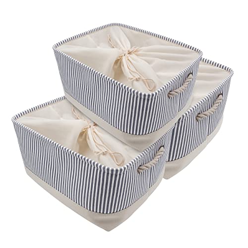 LYMGRZ Cestas de Almacenamiento Gigantes, Cajas de Lona, 50 x 30 x 30 cm, para estantes, armarios y roperos (Rayas Grises, extragrandes)