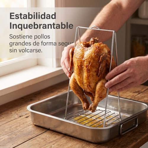 Asador de pollos de acero inoxidable con diseño robusto estilo barril 4
