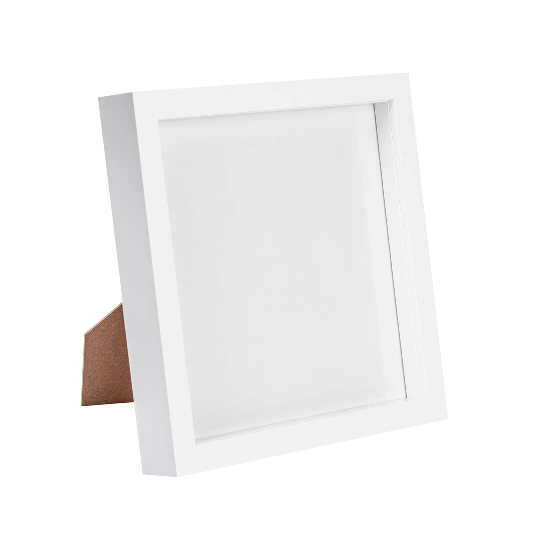 Nicola Spring White 8" x 8" 3D Box Photo Frame - Standing Hanging Craft Shadow Picture Display