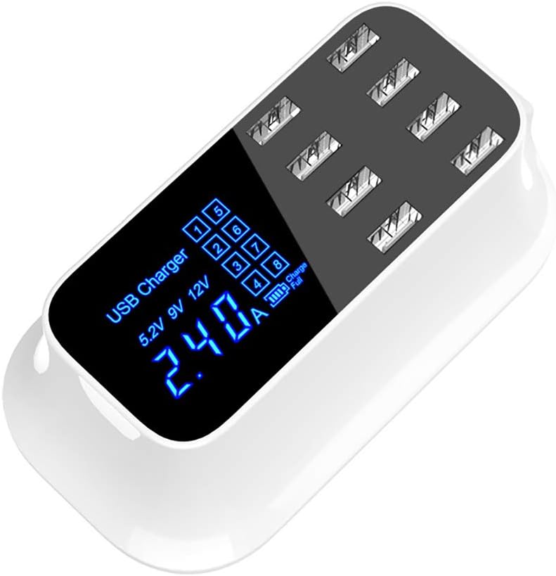 HAJZF Multi-port Usb Charger Led Real-time Current Display Full 8000ma8usb Fast Charge Multi-port Digital Display Charger