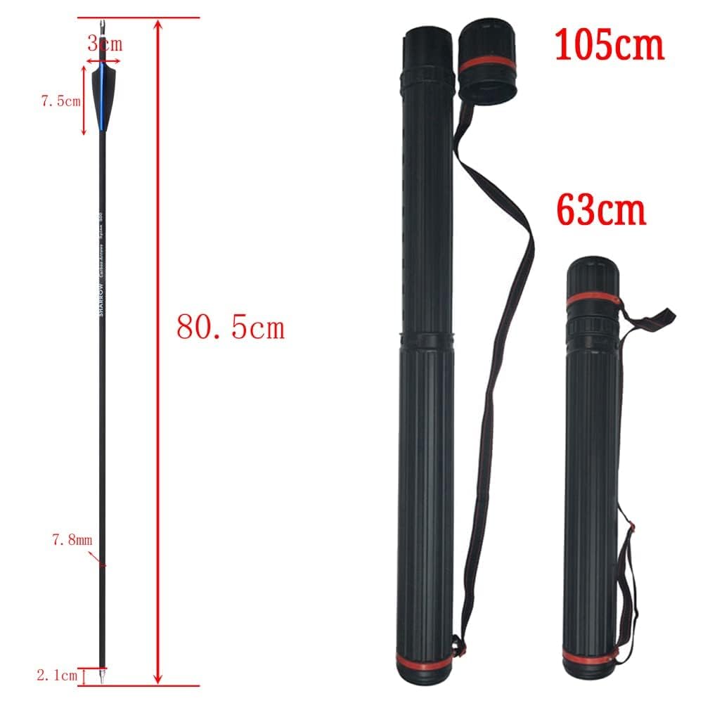 SHARROW 32" Freccia in Carbonio Spine 500 Frecce da per Arco Freccia Carbonio con 3 Piuma di Gomma Freccia per Bersaglio Tiro con L'Arco Arco Ricurvo Arco Compound Arco Lungo