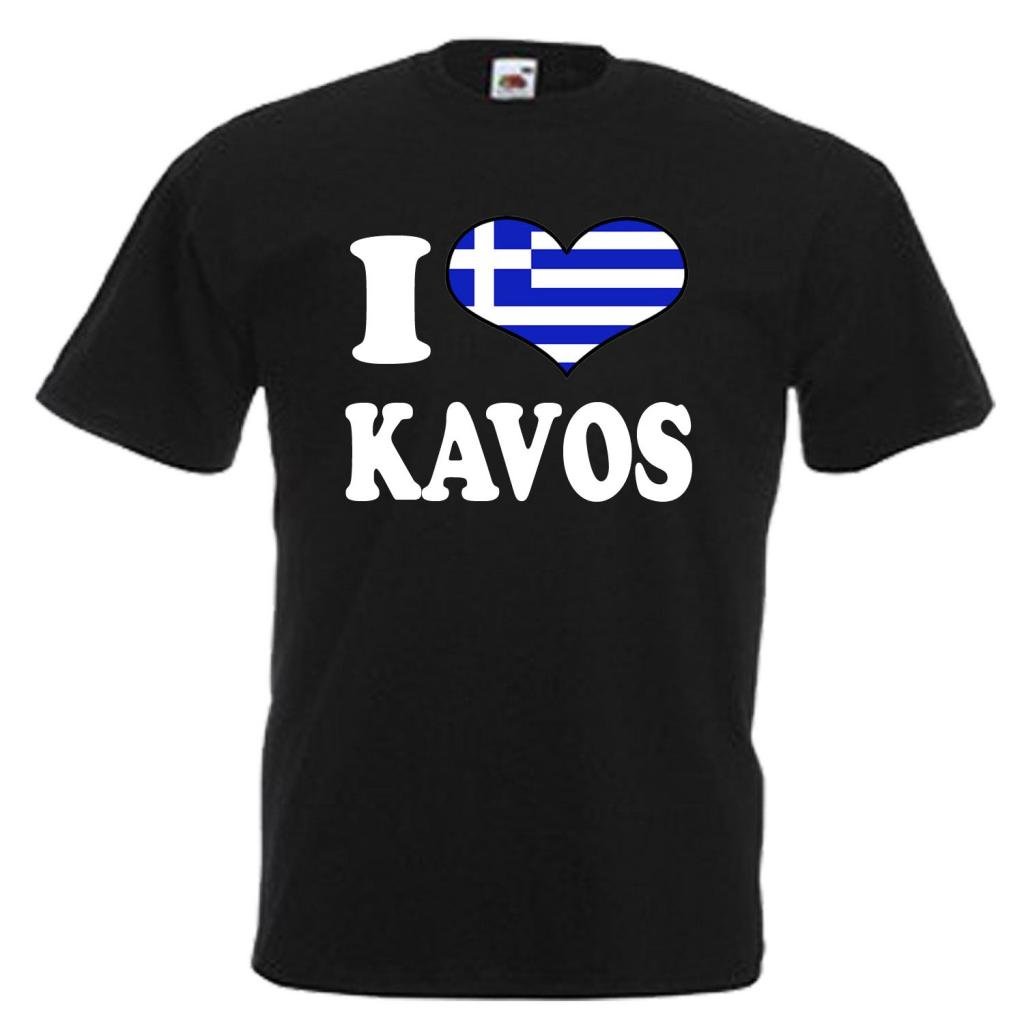 Shaniztoons Men's Black I Love Heart Kavos T Shirt Small